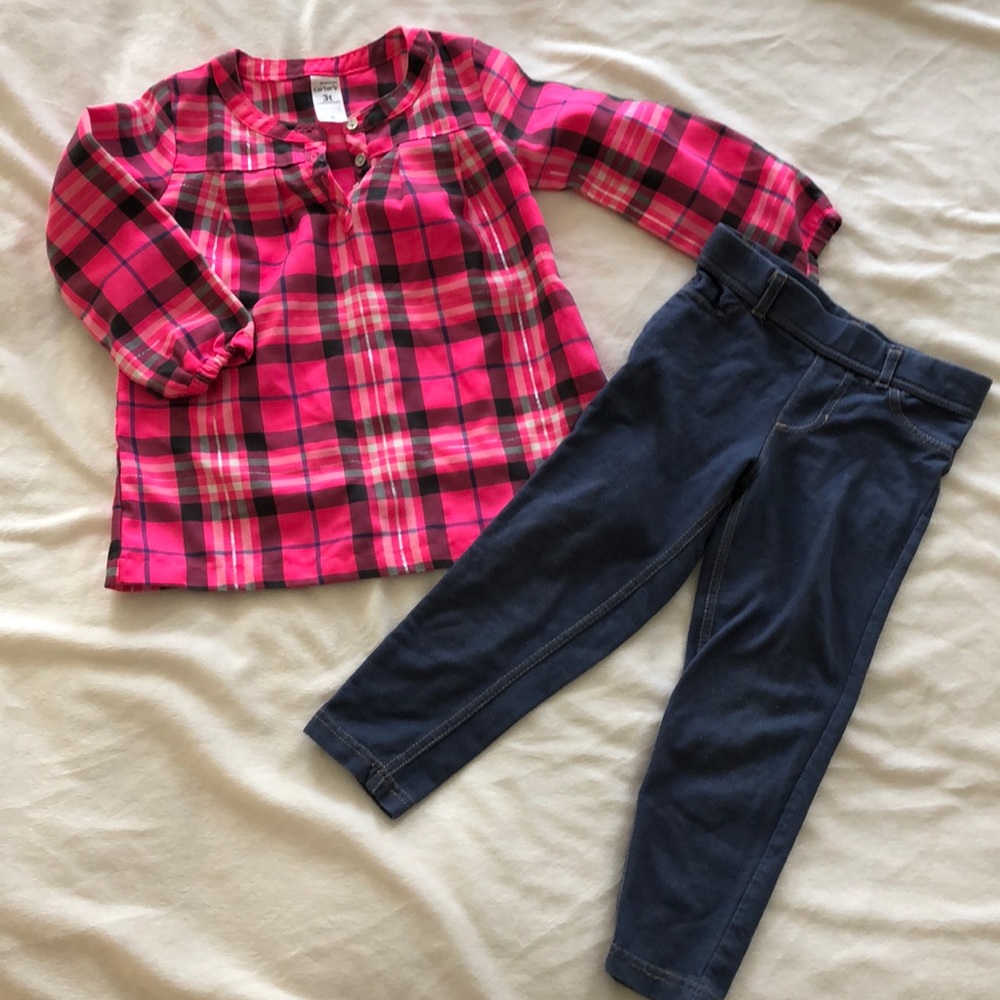 •Carter’s• Pink Plaid Outfit